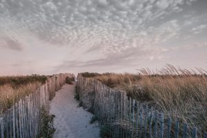 Pathway to the beach in New England