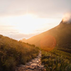 Hills and sunlight with lens flares